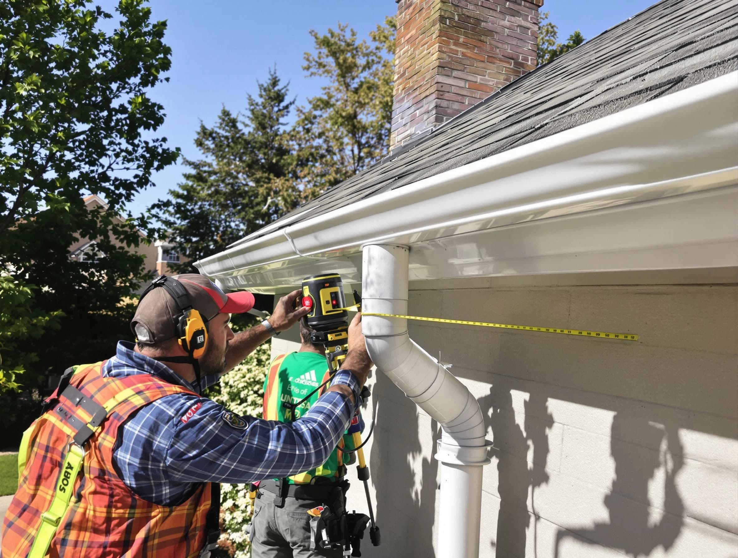 Solon Roofing Company installing downspouts at a property in Solon, OH