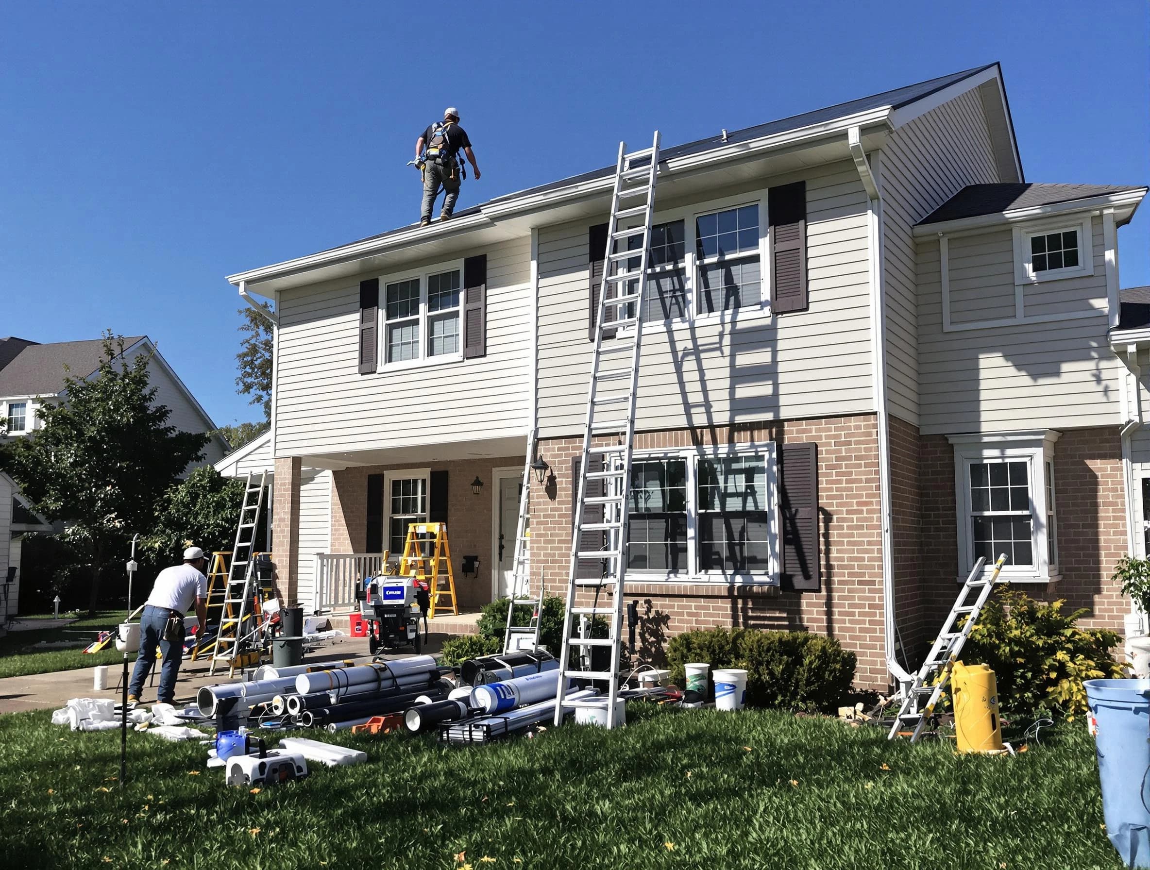 Solon Roofing Company completing a gutter replacement in Solon, OH