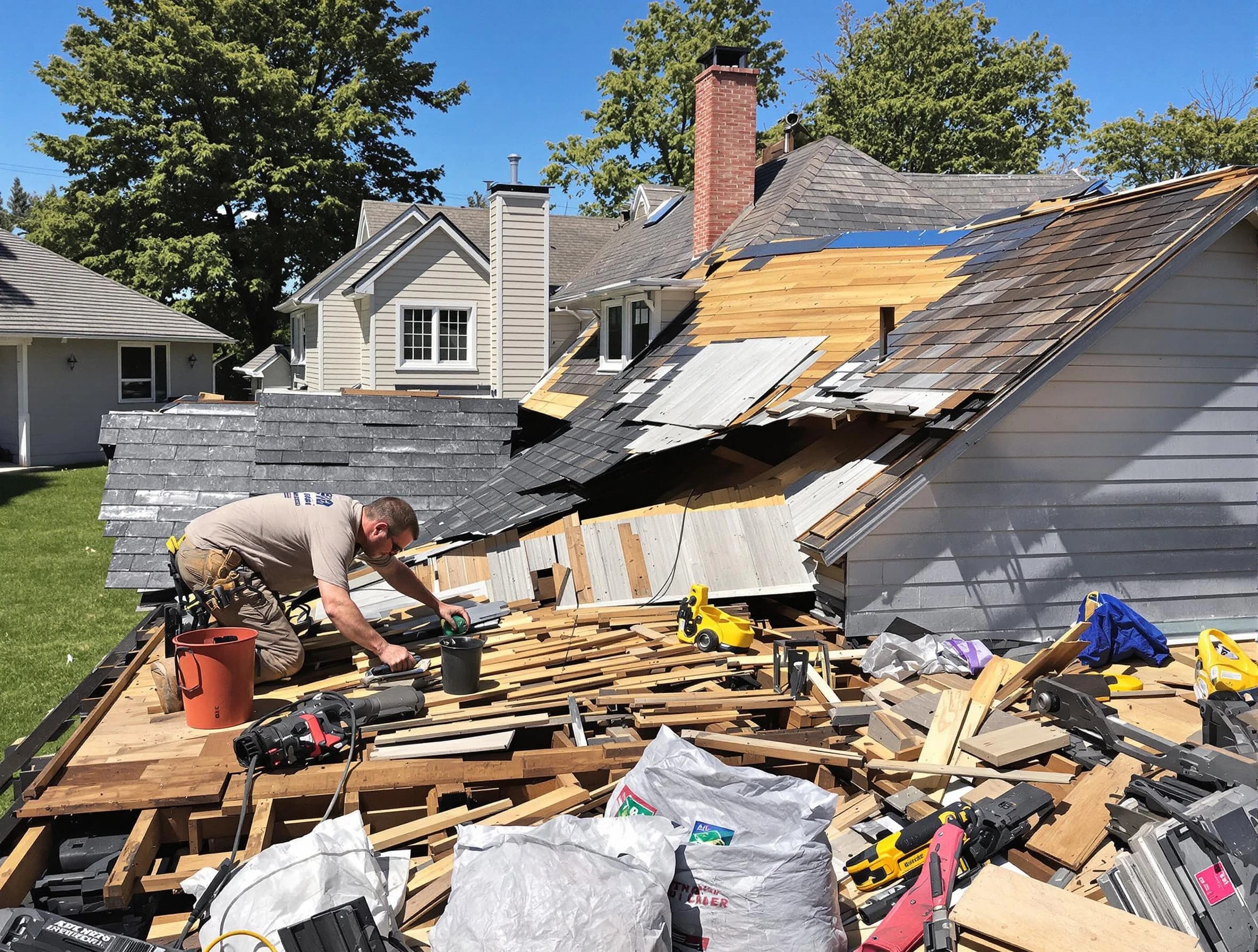 Solon Roofing Company completing a roof replacement in Solon, OH