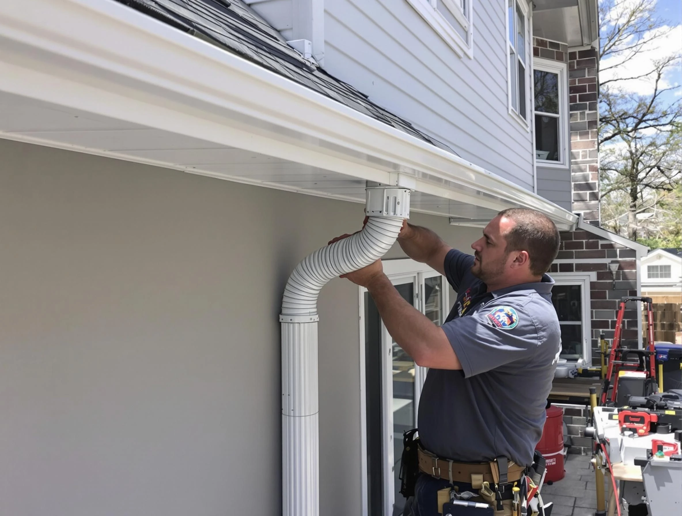 Downspouts installed by Solon Roofing Company to guide water away in Solon, OH